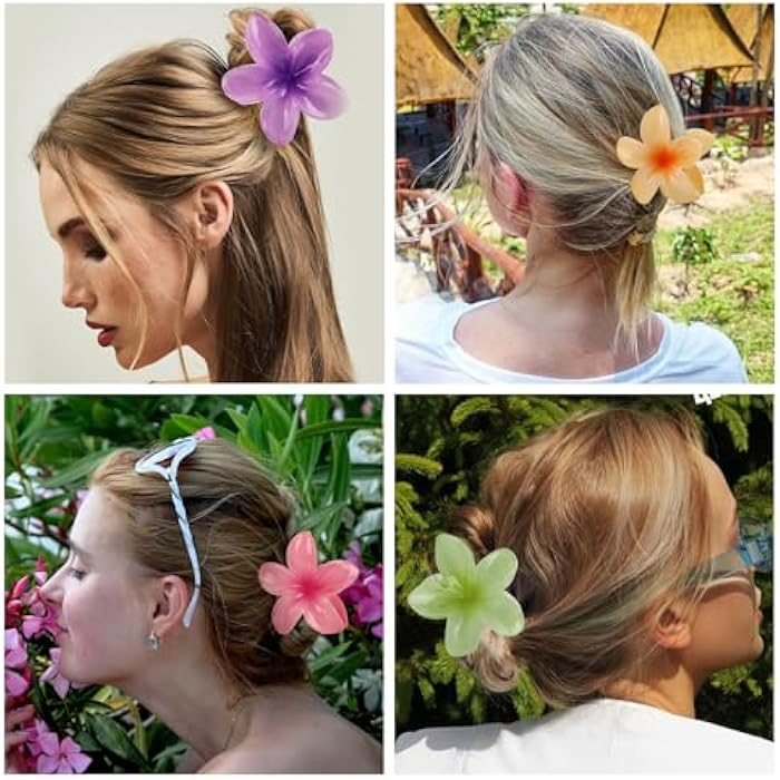 DATANSUN 6PCS 3D Effect Flower Hair Clips Set【NO Damage】【Strong Grip】【Non-Slip】Hair Clips For Thin Hair/Thick Hair，Flower Claw Clips For Women/Girls，Multicolor A - Image 4